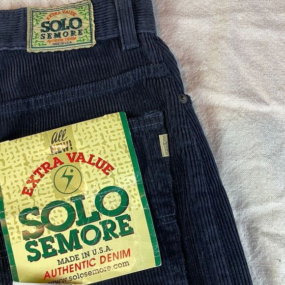 Vintage Solo Semore Shorts Mens 30 Blue Corduroy Made in USA Surf Skate NWT Logo - Picture 3 of 11